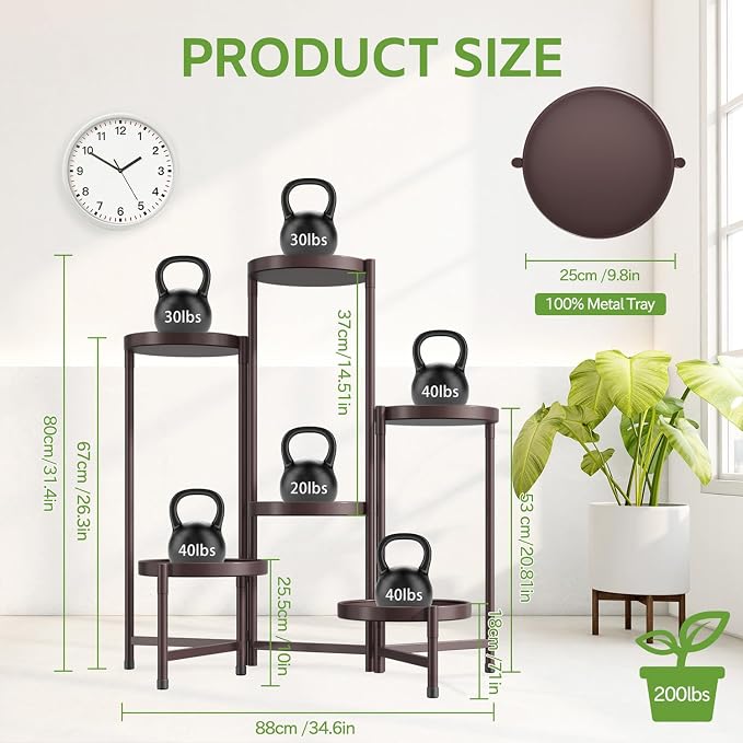 iDavosic.ly 6 Tier Large Plant Stand Indoor, 10 Inch Wide Tall Corner Metal - Image 4