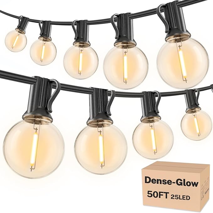 RTTY Dense-Glow Outdoor String Lights 50ft, G40 Led Patio Globe Lights by RTTY