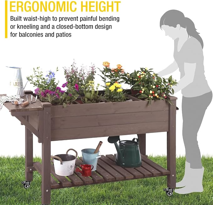 Aivituvin Raised Garden Bed on Wheels, Elevated Plant Boxes Outdoor Large - Image 5