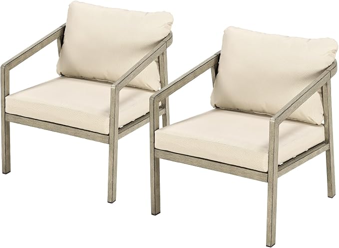 Patio Sofa Chairs Set of 2, Never-Rust Aluminum Outdoor Armchair by SeeHill
