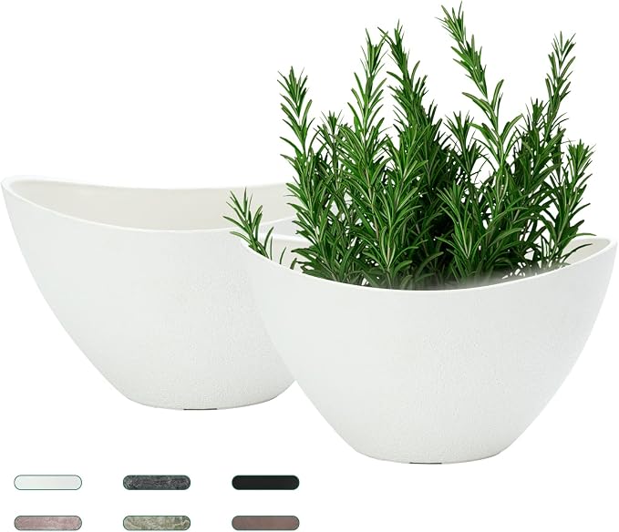 LaDoVita Plant Pots with Drainage Holes, 12 Inch Large Planters by LaDoVita