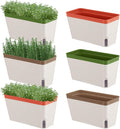 6 Set Window Herb Planter Box Self Watering Plant Pots 10.6 Inch Rectangular by SiliFine