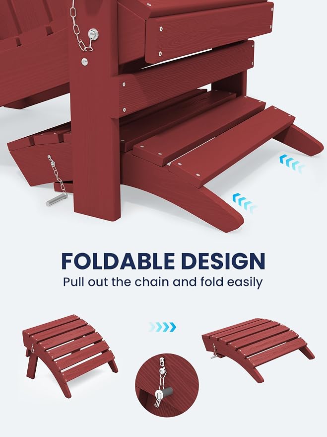 KINGYES Folding Adirondack Ottomans Set of 4 - Image 3