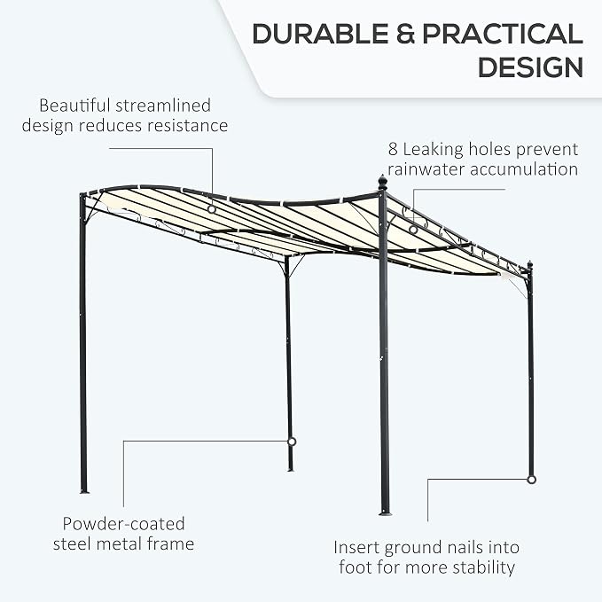Outsunny 10' x 10' Steel Outdoor Pergola Gazebo, Patio Canopy - Image 3