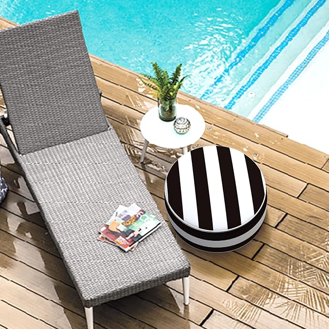 LVTXIII Outdoor Inflatable Ottoman, Fade-Resistant Round Footrest Stool D21”x - Image 5