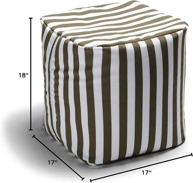 Jaxx Luckie Outdoor Patio Bean Bag Ottoman, Taupe Striped - Image 3