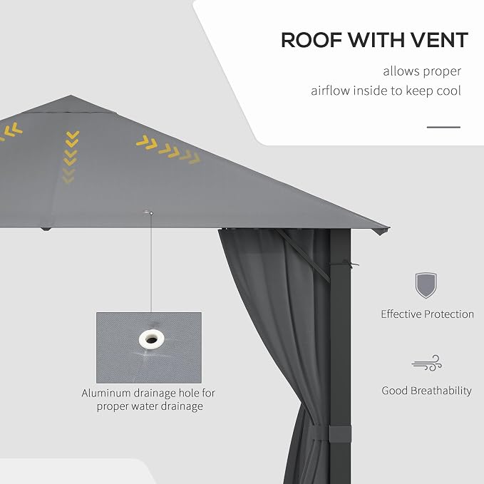 Outsunny 10' x 10' Patio Gazebo, Outdoor Gazebo Canopy Shelter - Image 3