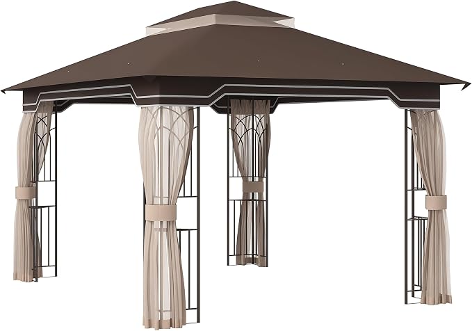 Outsunny 10' x 12' Patio Gazebo, Double Roof Outdoor Canopy Shelter by Outsunny