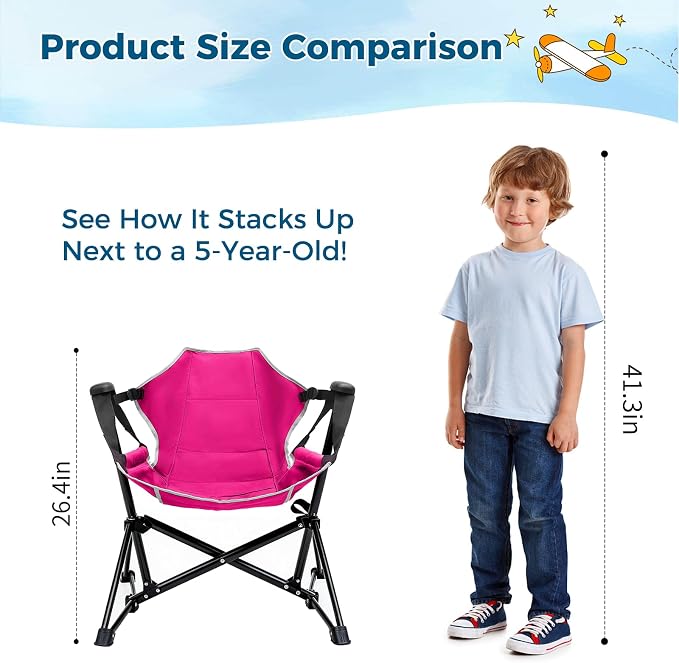 Kids Hammock Chair, Adjustable Kids Camping Chair, Folding Chair - Image 4