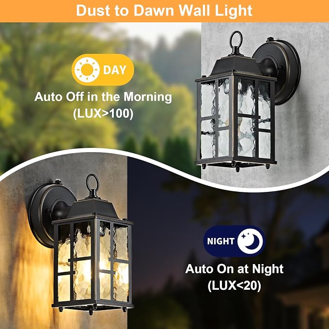 OKELI 2-Pack Dusk to Dawn Outdoor Wall Lights, Weatherproof Exterior Lighting - Image 6