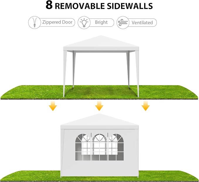 Smartxchoices 10' X 10' Outdoor White Waterproof Gazebo Canopy Tent - Image 3