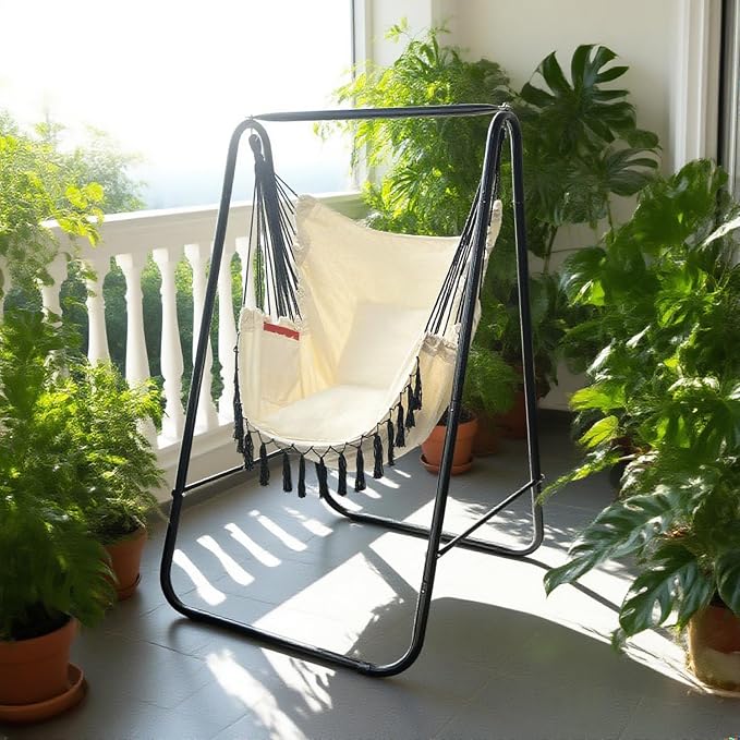 Hammock Chair with Stand, Heavy-Duty Hammock Stand with Large Indoor Swing - Image 6
