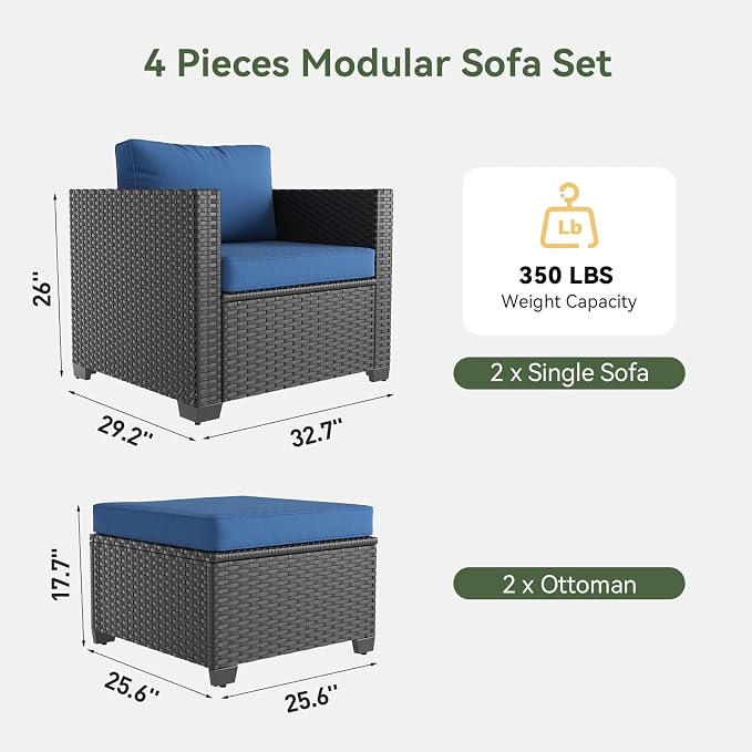 Aoxun 4 Piece Patio Furniture Set - Image 7