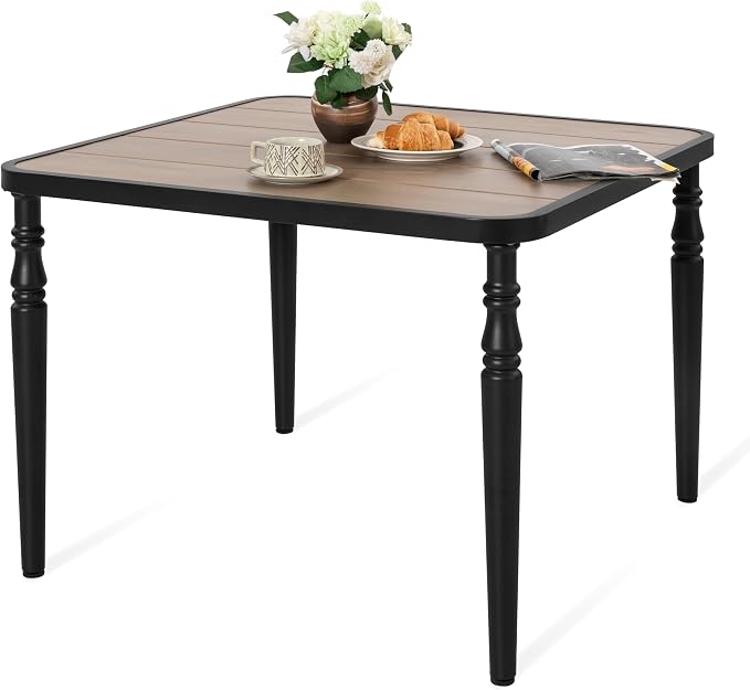 NUU GARDEN 37" Square Outdoor Dining Table, Metal Dining Table by NUUGARDENCORPORATION