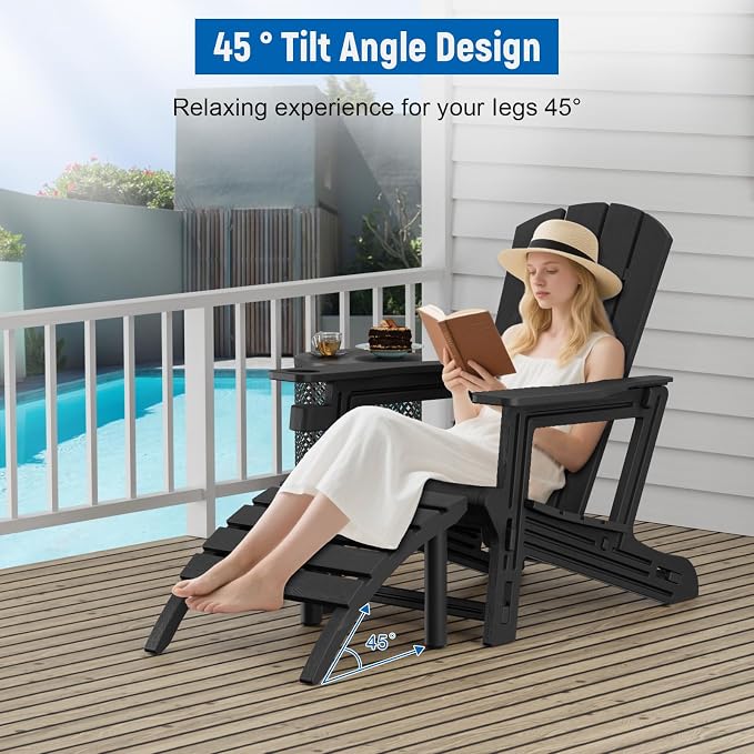 FONTOI Adirondack Ottoman, HDPE Plastic Adirondack Chair Footstool, All Weather - Image 2
