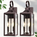 19" Oil Rubbed Bronze Outdoor Wall Lantern 2-Light, Large Outside Modern Sconce by Yolsunes