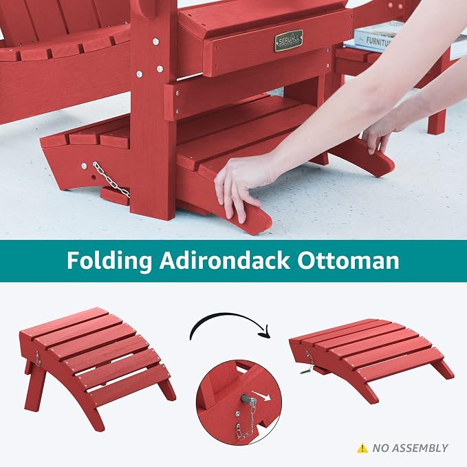 SERWALL Folding Adirondack Footrest, All Weather Adirondack Ottoman Without - Image 3