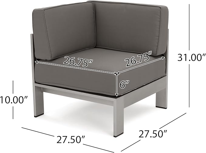 Outdoor Aluminum Furniture Set, 4-Person Patio Sectional Conversation Sofa Set - Image 5