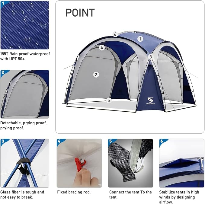 Beach Tent 12 X 12ft Large UPF50+ Pop Up Canopy - Image 5