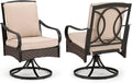 PHI VILLA Patio Swivel Chairs Set of 2, Heavy Duty Outdoor Metal Wicker Dining by PHIVILLAThepioneerofcomfortablehouseholdsupplies