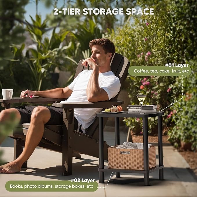 Outdoor Side Table, Adirondack Outdoor Patio Table, Bamboo Small Patio End - Image 5