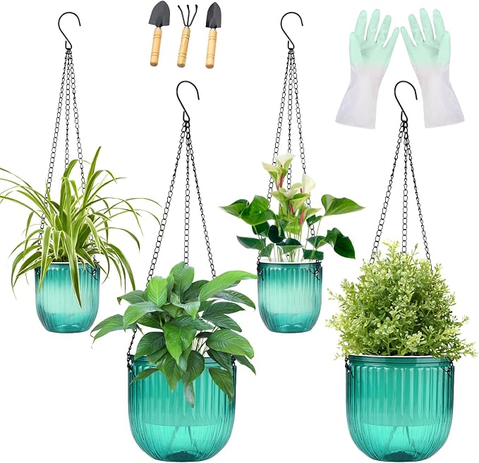 4 Pack Self Watering Hanging Planters by Unknown