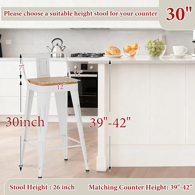 Andeworld Bar Stools Set of 4 Counter Height Stools Industrial Metal Barstools - Image 4
