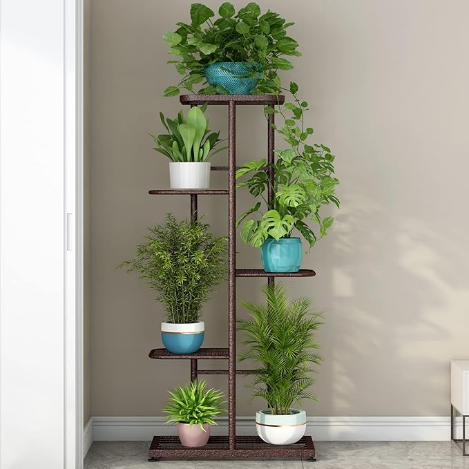 LINZINAR Plant Stand Metal 5 Tier 6 Potted Multiple Flower Pot Holder Shelf - Image 2