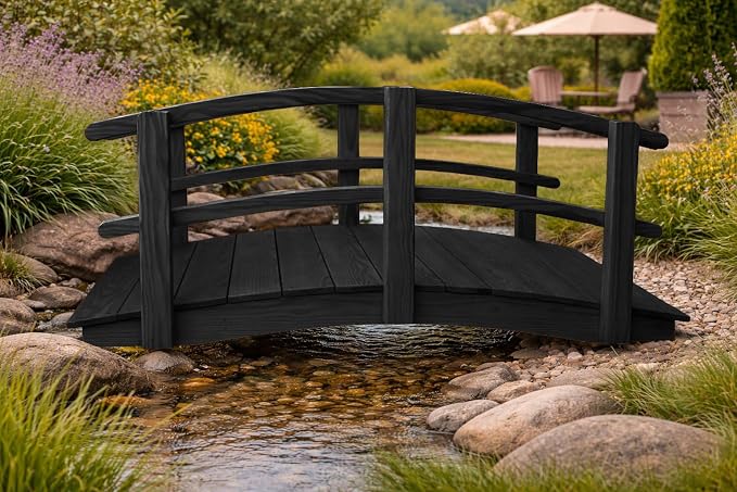 6 FT Black Amish Made Garden Bridge - Image 4