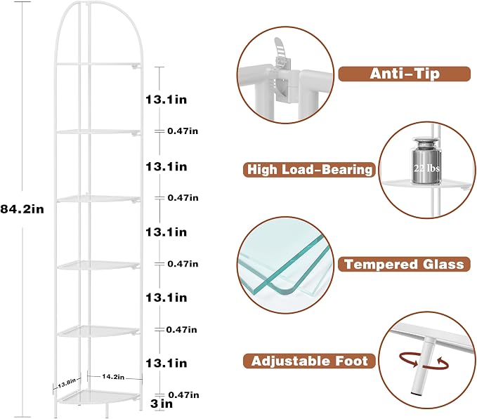 Crofy Foldable 6 Tier Corner Shelf, Metal Corner Plant Stand - Image 3