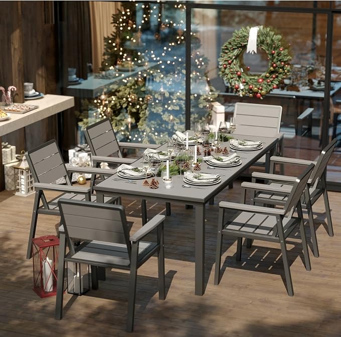 Outdoor Dining Set for 6, Patio Table and Chairs Set by PatioKingdom