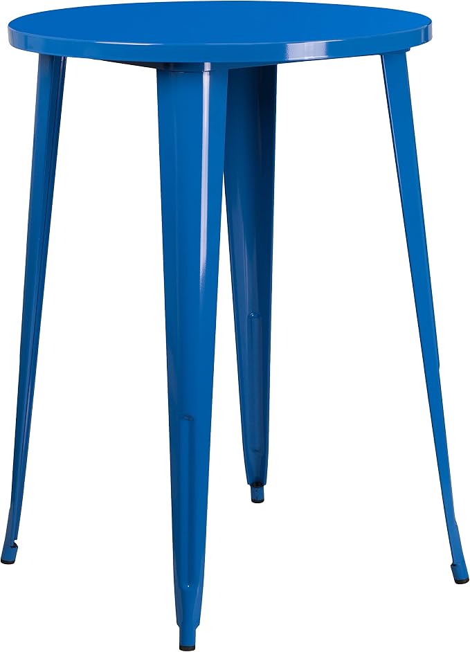 Flash Furniture Callum Commercial Grade 30" Round Blue Metal Indoor-Outdoor Bar - Image 3