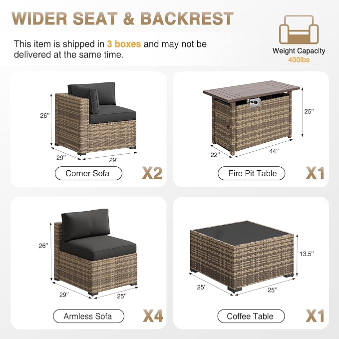 Aoxun Patio Furniture Sets, 8-Piece Outdoor Patio Furniture - Image 7
