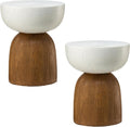 Glitzhome Outdoor Side Table Set of 2, 17.75" H Decorative Garden Stool MGO by Glitzhome