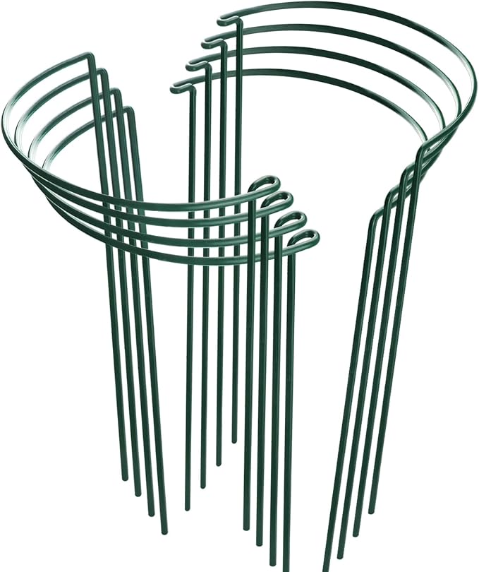 HiGift 8 Pack Plant Support Stakes, Half Round Metal Garden Plant Stake Indoor by HiGift