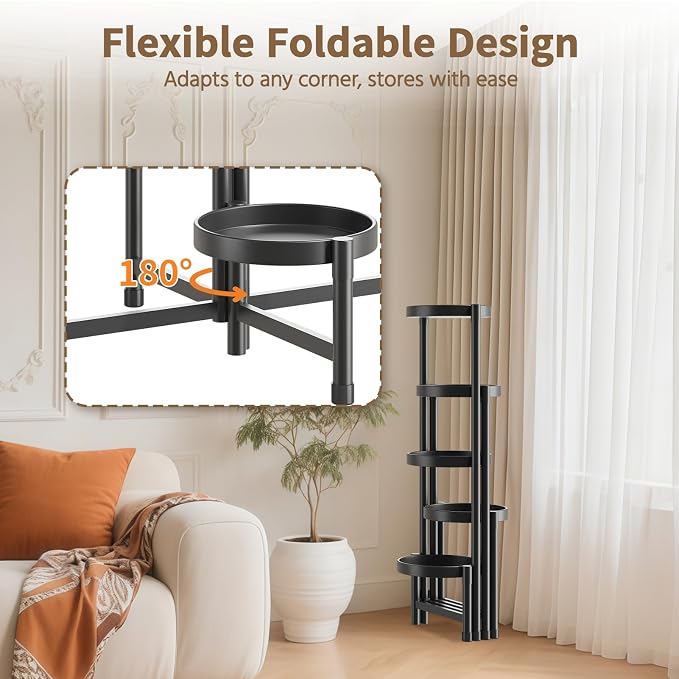 LASZOLA 5 Tiered Folding Tall Plant Stand Indoor - Image 3