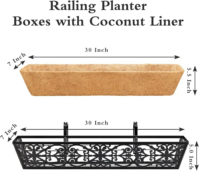 6 Pack 30 Inch Window Boxes Planters Railing Planter Box - Image 5