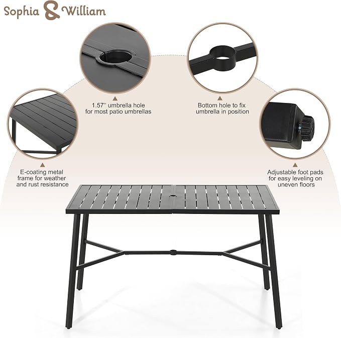 Sophia & William 7-Piece Outdoor Bar Set, Bar Height Patio Table and Chairs - Image 5