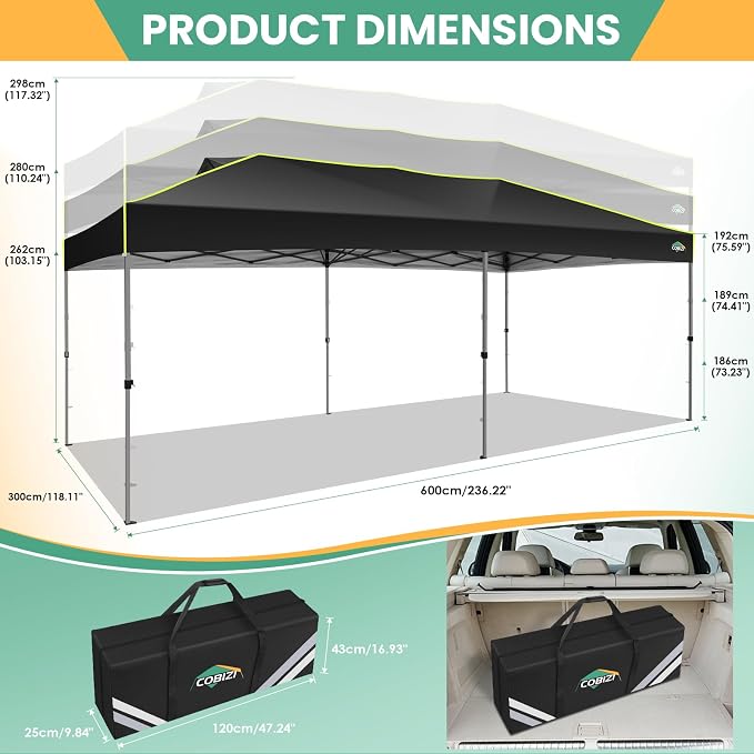 COBIZI 10x20 Pop Up Canopy Tent, Outdoor Party Tent - Image 3