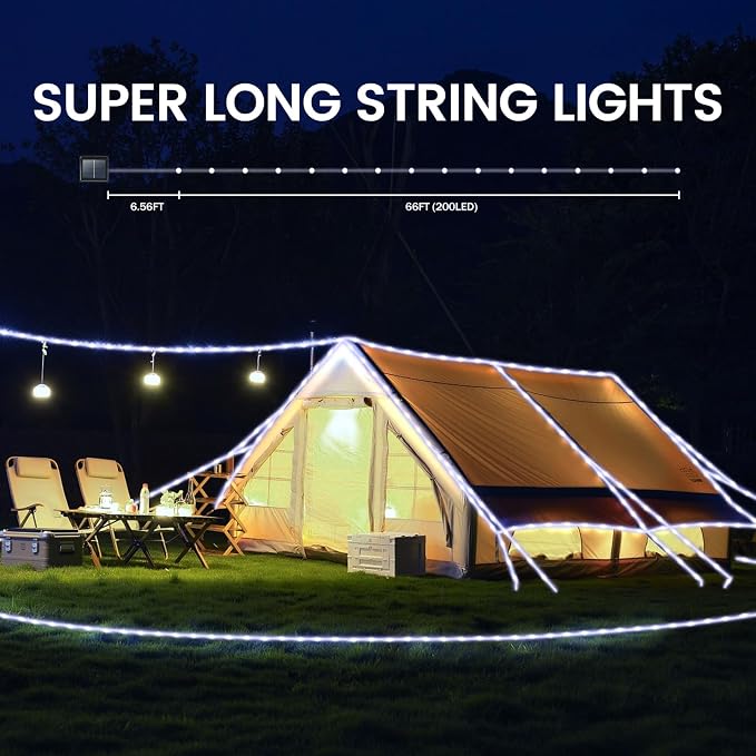 200 LED Solar Rope Lights Outdoor, 66FT Solar String Lights Indoor Waterproof - Image 6