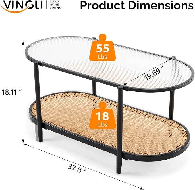 VINGLI 38" Oval Coffee Table - Image 2