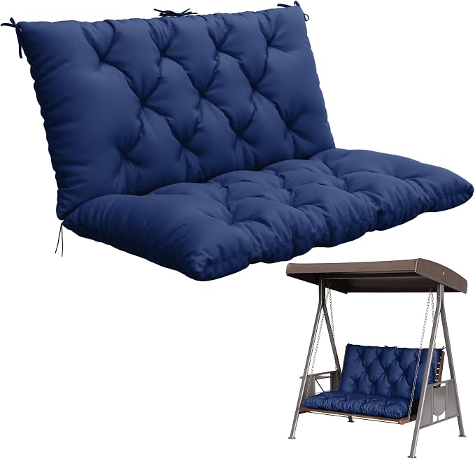 Porch Swing Cushion with Backrest, Waterproof Bench Cushion by Pakunoda
