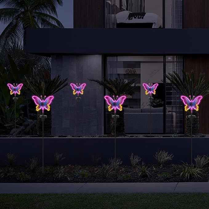 Butterfly Solar Lights, Solar Butterfly Outdoor Light, Garden Decor, Neon - Image 8