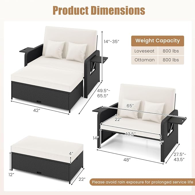 HAPPYGRILL Patio Rattan Wicker Daybed - Image 9