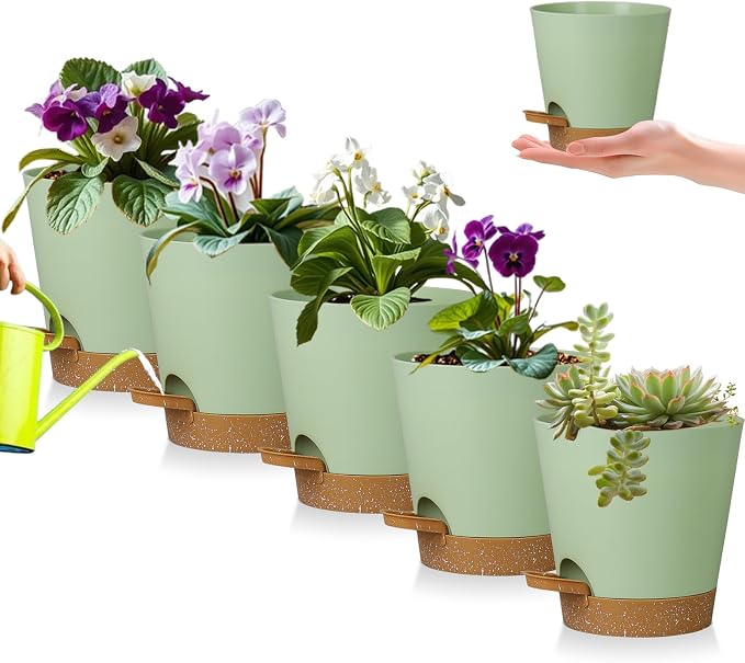 5 Pack 5 inch Self-Watering Pots, African Violets Planter by zople