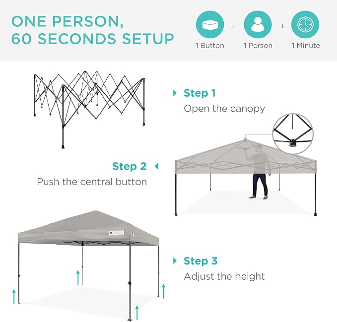 Best Choice Products 10x10ft Pop Up Canopy Tent, Outdoor Shade, 1 Person 1 - Image 2