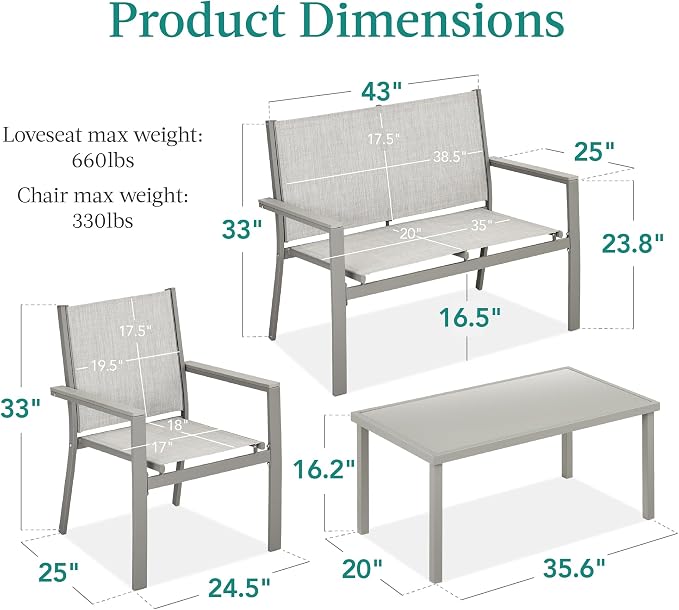 Best Choice Products 4-Piece Outdoor Textilene Patio Conversation Set, Backyard - Image 7
