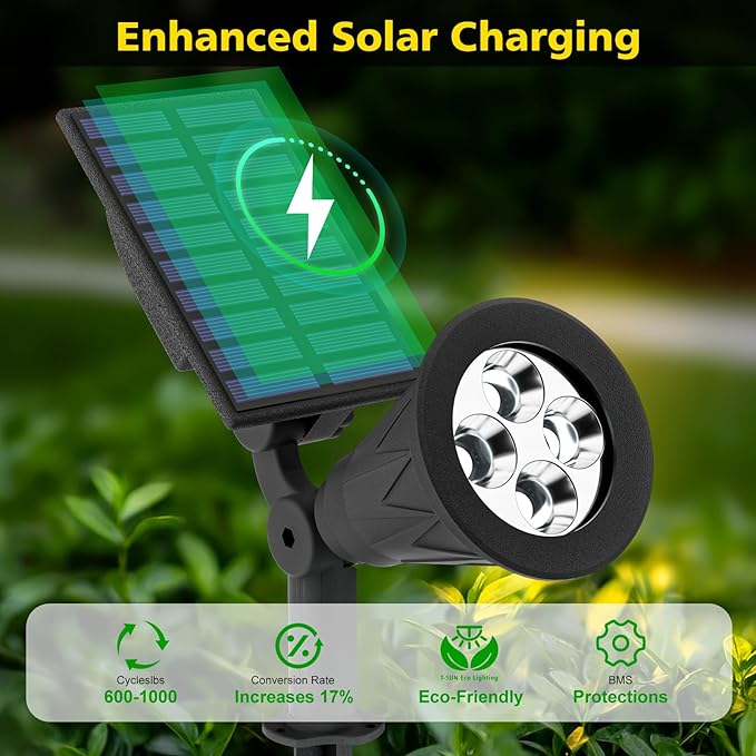 T-SUN Solar Spotlights, Christmas Solar Lights Outdoor, Auto-ON/Off 180°Angle - Image 3
