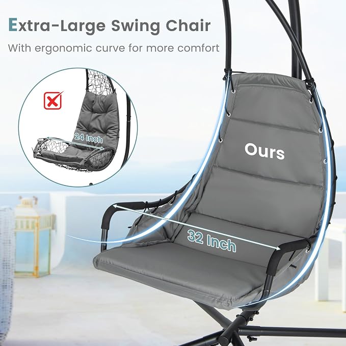 Giantex Hanging Chair with Stand, Hammock Swing Chair with Extra Large Padded - Image 4