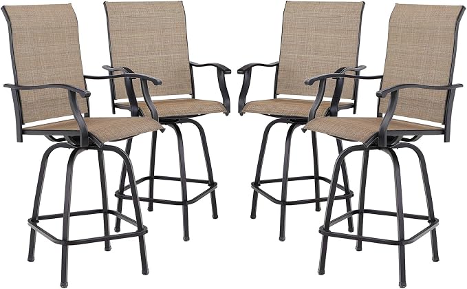 Sophia & William Patio Swivel Bar Stools Set of 4, Bar Height Patio Chair by SophiaWilliam
